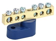 Шина неизолированная на одном изоляторе IEK N "ноль" ШНИ-6х9-6-У1-С 6 группы синий картинка 